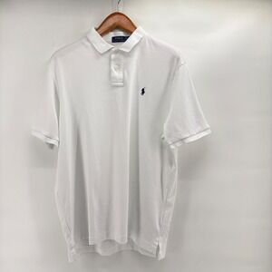 Polo Ralph Lauren Mens White Short Sleeve Cotton Pique Polo Shirt XL Preppy